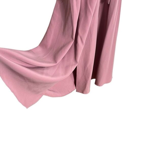 Want My Look Surplice Stretch Long Sleeve Tie Waist Wrap Dress Pink Medium - Picture 4 of 6